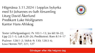 Högmässa i Lepplax bykyrka i allhelgonatid [upl. by Carlee]