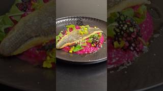 Beetroot risotto with sealed sea bass food salad beetroot finedining foodie homemadefood [upl. by Bronez667]