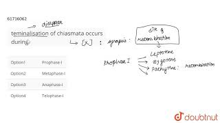 teminalisation of chiasmata occurs during [upl. by Hsivat650]