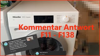 Miele Waschmaschine  F11  F138  Kommentar Antwort an B [upl. by Fransisco]