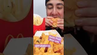 Vartin Fresh ASMR cheesy fried chicken McDonald’s Big Mac burger fries Mukbang bites only shorts [upl. by Gavrah]