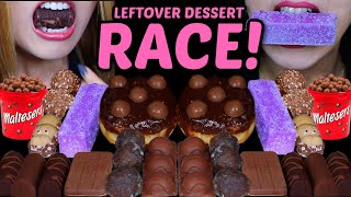 ASMR LEFTOVER DESSERT RACE MALTESERS DONUT CHOCOLATE CAKE BALLS DOVE ICE CREAM KINDER FERRERO [upl. by Chipman]