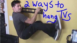 2 ways to hang TV on wall mount into stud and drywall review [upl. by Anom]