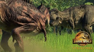 NEW TARBOSAURUS Camp Cretaceous VS REXY Jurassic Park  Jurassic World Evolution 2 [upl. by Sholem]