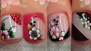 Hermosos MODELOS DE UÑAS FACILES DE HACER  UÑAS PARA PIES 🦶🏼🦶🏼🌸😍💅 [upl. by Amihc771]