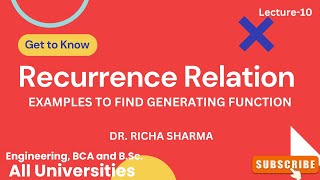 Recurrence Relation Examples to find Generating Function Discrete MathematicsPart10 [upl. by Ecirtaeb]