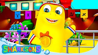 Chomp Chomp Counting Song  The Sharksons  Songs for Kids  Nursery Rhymes amp Kids Songs [upl. by Ellainad119]