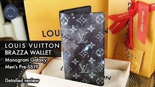 Louis Vuitton Mens PreSS19 Monogram Galaxy Brazza Wallet Review amp Comparison wLong Wallet [upl. by Tnarud985]