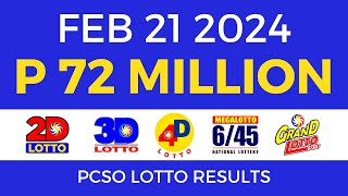 Lotto Result February 21 2024 9pm PCSO [upl. by Allista]