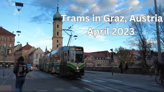 Straßenbahn Graz  Trams in Graz Austria April 2023 [upl. by Einittirb808]