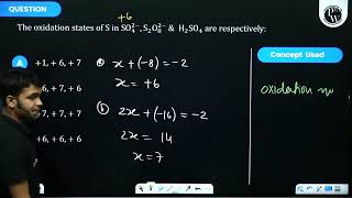 The oxidation states of S in SO42S2O82 H2SO4 are respectively [upl. by Willem]