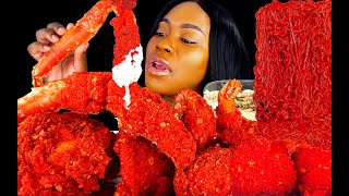 KING CRAB SEAFOOD BOIL MUKBANG  FRIED HOT CHEETOS  SEAFOOD MUKBANG  ALFREDO SAUCE  ASMR EATING [upl. by Declan]