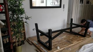 IKEA Skogsta dining table unboxing assembling and installation time lapse without cut [upl. by Anade]