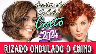 CORTES de CABELLO RIZADO CORTO Tendencia 2024 Lo Mejor del Momento CORTES y ESTILOS para MUJERES [upl. by Arretak]