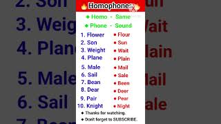 Homophones Same Sound But Different Meaning Confusing Words english education shorts learn [upl. by Saylor]