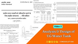 IS 3370  PART 2 Explained  Minimum Reinforcement in UG Tank  Crack Width  Video 02 [upl. by Leffert553]