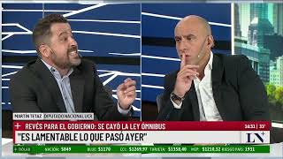 Martín Tetaz quotOjalá que el gobierno insista con la leyquot [upl. by Maloney]