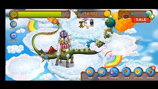 Adult Brontocastledon on cloud island  My singing monsters dawn of fire fanmade Hex element [upl. by Brazee]