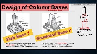 Design of Column Bases  Slab Base  Gusseted Base  Design of Steel Structures [upl. by Akilegna]