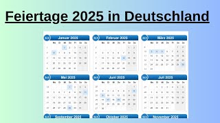 Feiertage 2025 in Deutschland [upl. by Yssirhc]