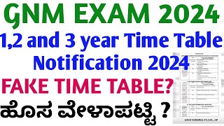 GNM 1ST2ND amp 3RD YEAR EXAM TIME TABLE 2024 [upl. by Vassar]