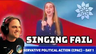 FUNNY FAILS  Star Spangled Banner CPAC 2021 Reaction  National Anthem [upl. by Aleirbag635]