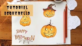 DIPINGERE ZUCCHE ILLUMINATE AD ACQUERELLO 🎃  TUTORIAL [upl. by Ahsasal]