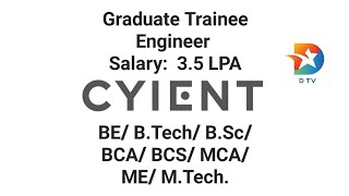 Jobs at Cyient  Graduate Trainee Engineer  35 LPA  BE BTech BSc BCA BCS MCA ME MTech [upl. by Pedaiah]