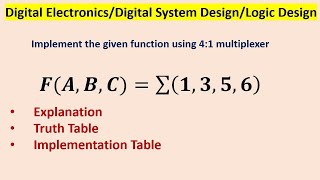 Implement the given function using 41 multiplexer 𝑭𝑨𝑩𝑪∑𝟏𝟑𝟓𝟔 [upl. by Higginbotham]