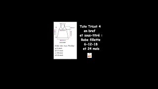 Tuto Tricot 4 en bref et sous titré  Robe fillette 61218 et 24 mois toute laine [upl. by Sirrad]