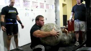 Derek Poundstone Shoulders a 405lb Atlas Stone [upl. by Gracye]