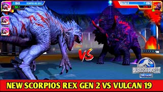 NEW SCORPIOS REX GEN 2 VS VULCAN 19 BOSS EVENT  Jurassic World The Game [upl. by Auhsaj403]