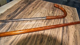 I found a secret DEADLY cane sword when i restored it not wood carving [upl. by Ebanreb]