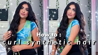 HOW TO CURL CHEAP SYNTHETIC HAIR EXTENSIONS FROM AMAZON [upl. by Harshman]