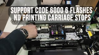 Canon Printer Support Code 6000 6 Flashes No Printing Carriage Stops [upl. by Wilek]