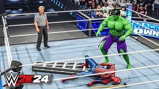 WWE 2K24  HULK VS SPIDERMAN  EPIC BATTLE [upl. by Suoicerpal]