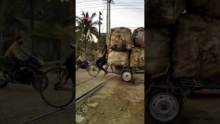 The van crossed the railway crossing with full load bdrail railway automobile railroad [upl. by Halludba]