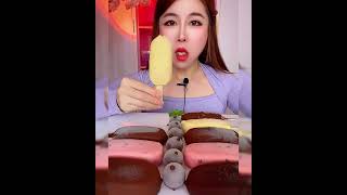 Asmr eating chocolate mango ice cream Crispy delicious short video [upl. by Doralyn]