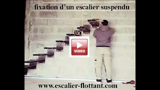 fixation d un escalier suspendu floating stair fixation wwwescalierflottantcom 06 80 30 14 37 [upl. by Atsev]