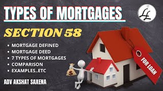 TYPES OF MORTGAGES  SECTION 58 TRANSFER OF PROPERTY ACT  MORTGAGE amp ITS DEFINITIONS SECTION 70 [upl. by Coveney]