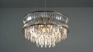 Ares Polished Nickel Chandelier Crystal Clear 9 Light 61cm  LI150917  Lamp Genius [upl. by Naltiac]