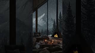 SnowCapped Sanctuary  Soothing Fire amp Snowy Atmosphere howlingwind relaxingsounds [upl. by Grunenwald185]