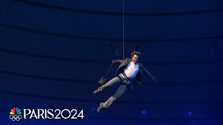 Tom Cruise performs legendary stunt during Paris Olympics Closing Ceremony  Paris Olympics [upl. by Nosdivad]