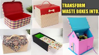 5 Best use of waste cardboard boxes that everyone can do easily5 cool cardboard box reuse ideas [upl. by Ramhaj]