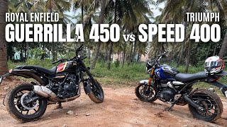 Enfield Guerrilla 450 vs Triumph Speed 400  The Ultimate Detailed Comparison 🙊 [upl. by Callista]