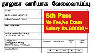 தமிழக அரசு தாலுகா வாரியாக வேலைவாய்ப்பு அறிவிப்பு 2024  TN Taluk Wise Vacancy Details [upl. by Dinan911]