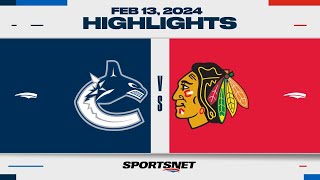 NHL Highlights  Canucks vs Blackhawks  February 13 2024 [upl. by Erelia]