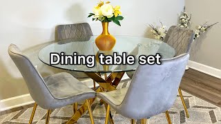 How to set up a glass dining table with four sets of chairsdinningtabledecor dinningtables [upl. by Joseph]