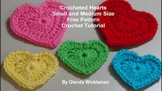 Crochet Hearts Crochet Tutorial  Free Pattern [upl. by Granniah]