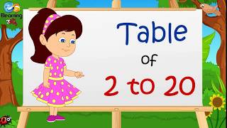 Table of 2 to 20  Multipplication Table 2 to 20  Elearning studio [upl. by Kram477]